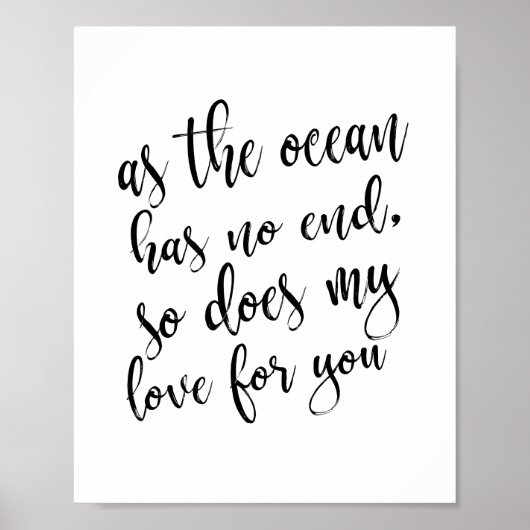 Teken Als De Oceaan Geen Eind Heeft Strand Bruilof Poster (Voorkant)