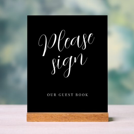 Teken alstublieft ons trouwgastenboek zwart acryl acryl bord (Neutraal)