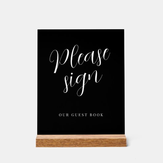Teken alstublieft ons trouwgastenboek zwart acryl acryl bord (Voorkant)