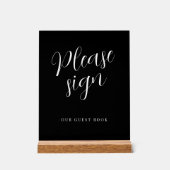 Teken alstublieft ons trouwgastenboek zwart acryl bord (Voorkant)
