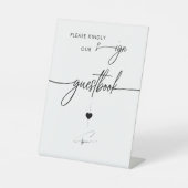 Teken alstublieft onze gastenboek kalligrafie reclamebord met voetstuk (Voorkant)