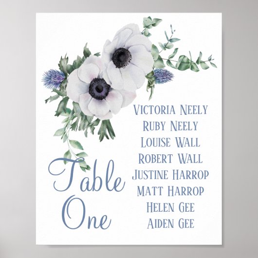 Teken Anemone en Thistle Tabletop Poster (Voorkant)