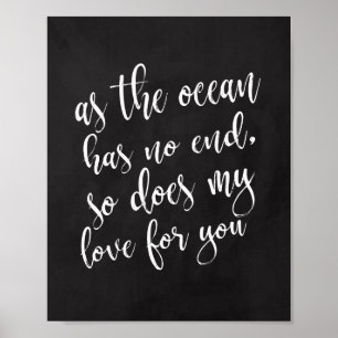 Teken As The Ocean Has No End Beach Bruiloft 8x10 Poster