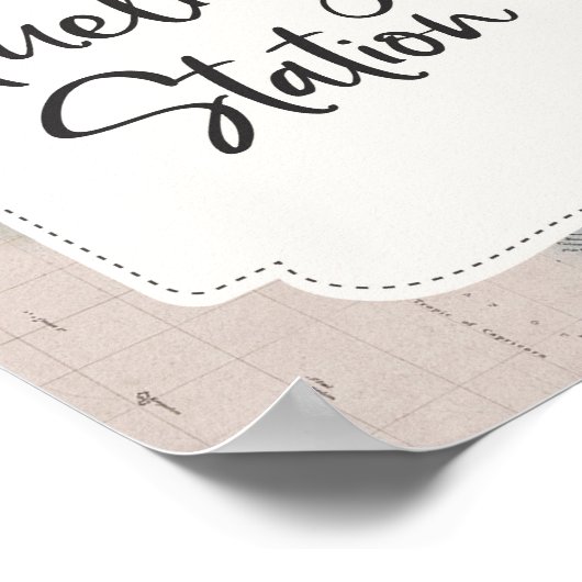 Teken-avontuur van treinstel-Baby shower-tankstati Poster (Hoek)