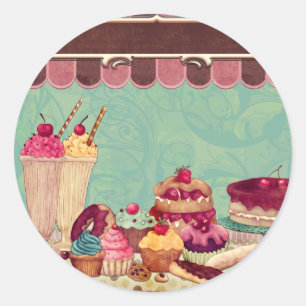 Teken banner voor Cupcake Cake Party Ronde Sticker