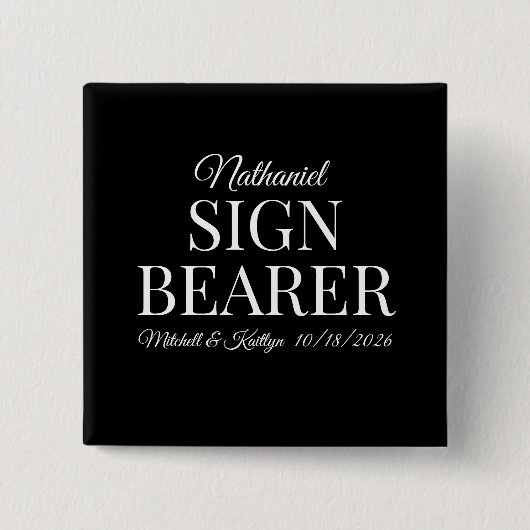 Teken Bearer Wedding Vierkante Button 5,1 Cm (Voorkant)