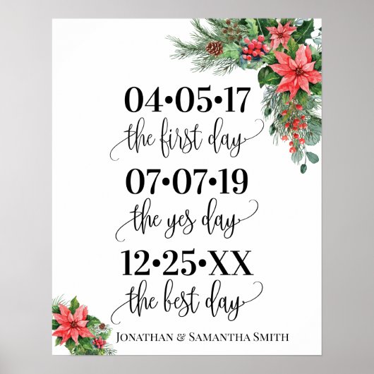 Teken beste dag trouwdatum ja dag kerst poster (Voorkant)