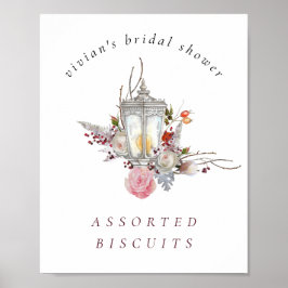 Teken Bloemrozen & Lantaarn Bruidsmeisje Eten Bord Poster