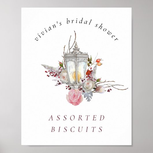 Teken Bloemrozen & Lantaarn Bruidsmeisje Eten Bord Poster (Voorkant)