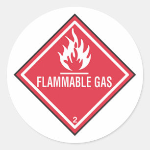 Teken brandbaar gas ronde sticker