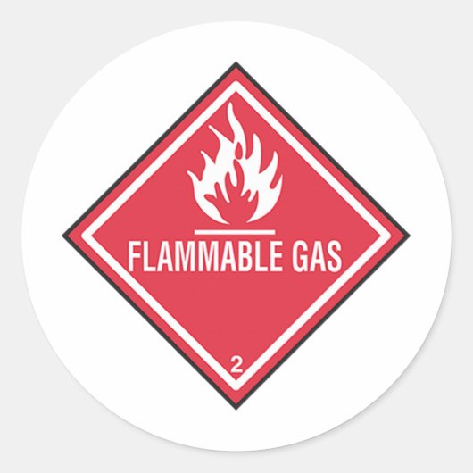 Teken brandbaar gas ronde sticker (Voorkant)