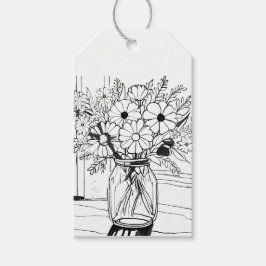 Teken cadeaukaart bloemboeket cadeaulabel
