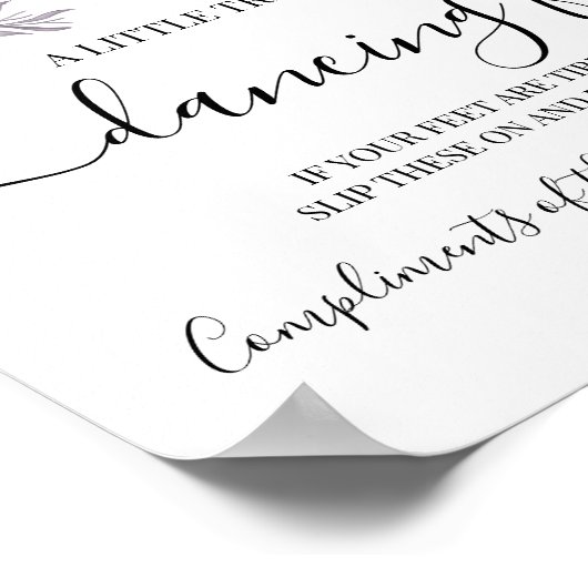 Teken Dansende Voeten Slippers Bruiloftsreceptie Poster (Hoek)