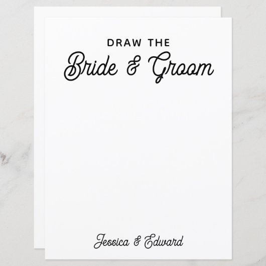 Teken de bruid en bruidegom Kinder bruiloft zwart (Voorkant / Achterkant)