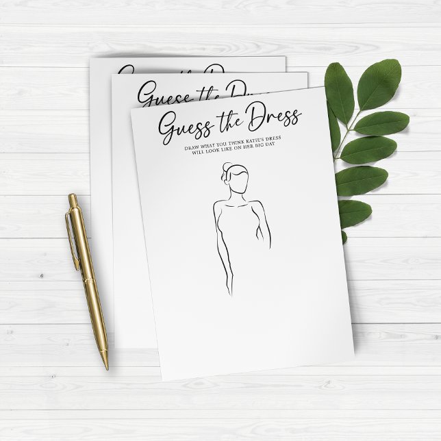 Teken de Dress Vrijgezellenfeest Paper Party Game (Draw the Dress Bridal Shower Paper Party Game)