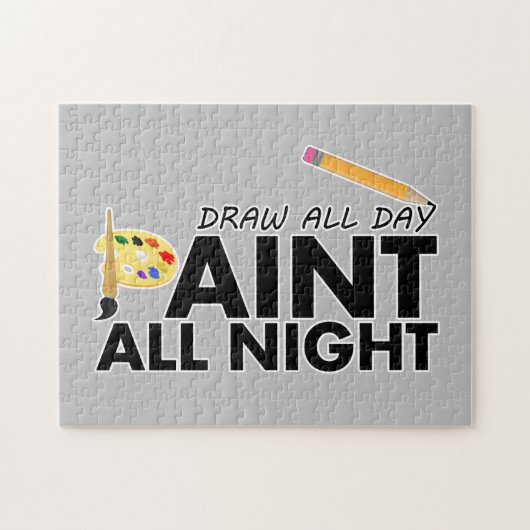 Teken de hele dag, schilder de hele nacht legpuzzel (Horizontaal)