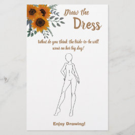 Teken de jurk Bruidsdouche spelkaart zonnebloemen Flyer