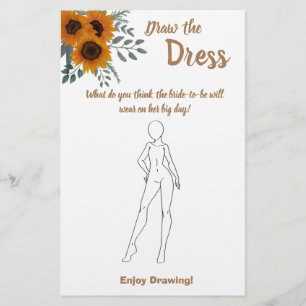 Teken de jurk Bruidsdouche spelkaart zonnebloemen Flyer