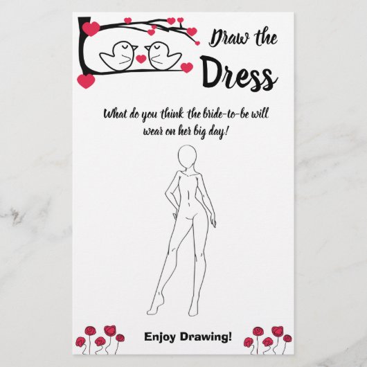 Teken de jurk Bruidsjonker Bruiloft spelkaart Lief Flyer (Voorkant)