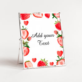 Teken-decor aardbeien | Tabelteken van partij Poster