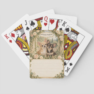 Teken dek voor Chihuahua-huwelijksgastenboek Pokerkaarten