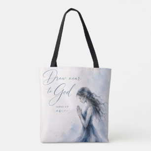 Teken dichter bij God James 4:8 Christelijke water Tote Bag