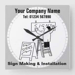 Teken die & Installatie maken. Tekenmakers Kantoor Vierkante Klok