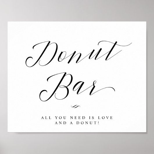 Teken Donut Bar Chic Calligrafie Script Bruiloftsb Poster (Voorkant)