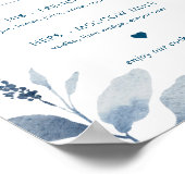 Teken Drink Dusty Blue Floral Wedding Signature Poster (Hoek)