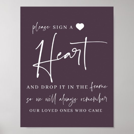 Teken een Hart | Trouwgastboek teken Poster (Voorkant)