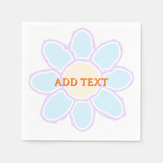 Teken een leuke bloem met aangepaste tekst servet (Voorkant)