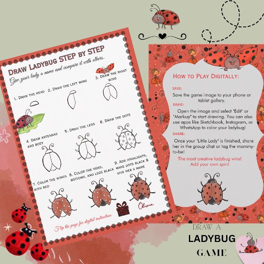 Teken een lieveheersbeestje baby shower spel | Dig Kaart