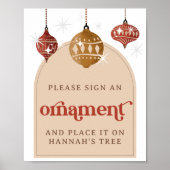 Teken een Ornament Retro Bauble Christmas Bridal Poster (Voorkant)