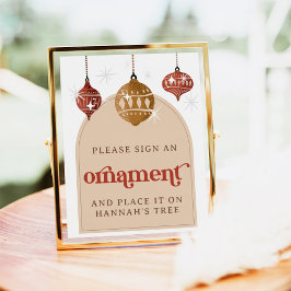 Teken een Ornament Retro Bauble Christmas Bridal Poster