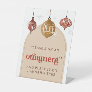 Teken een Ornament Retro Bauble Christmas Bridal Reclamebord Met Voetstuk