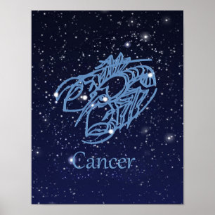 Teken en constellatie van de dierentuin van kanker poster