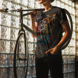 Teken/fiets, kleurrijk t-shirt