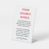 Teken - FOOD ALLERGY Notice List Reclamebord Met Voetstuk (Voorkant)