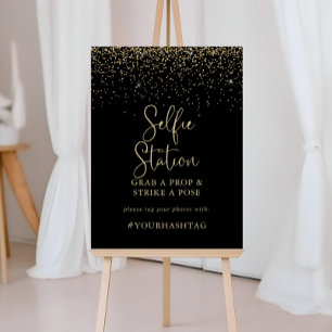 Teken Gold Confetti Script Selfie Station Poster