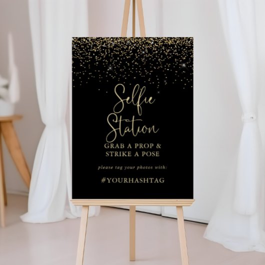 Teken Gold Confetti Script Selfie Station Poster
