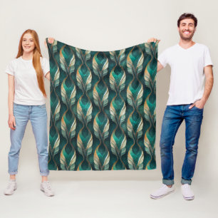 Teken & Goud Art Deco Geometrisch Patroonontwerp Fleece Deken