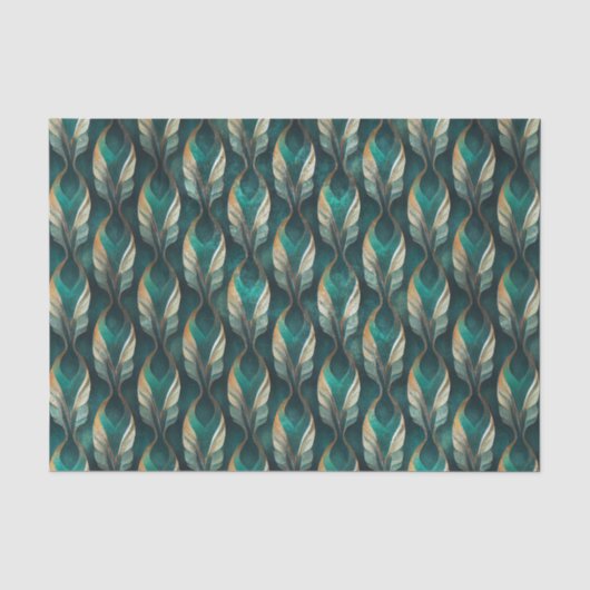 Teken & Goud Art Deco Geometrisch Patroonontwerp Tissuepapier (Voorkant)