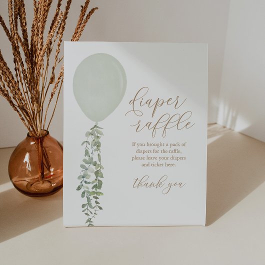 Teken Groene Ballon Baby shower Luier Raffle Teken Reclamebord Met Voetstuk