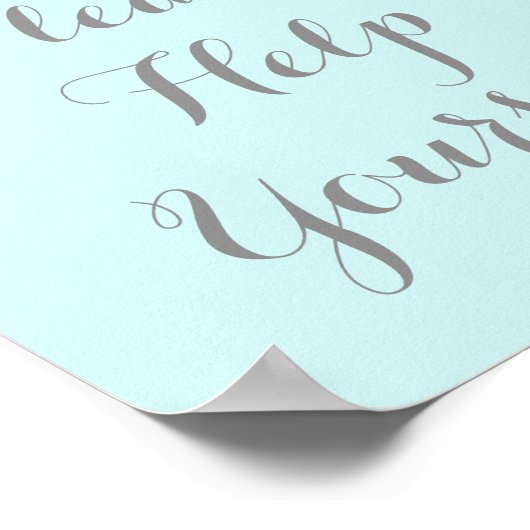 Teken 'Help Uzelf' Roze Waterverf Blauw Poster (Hoek)