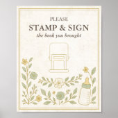 Teken het boek alsjeblieft | Baby shower bouwt een Poster (Voorkant)