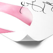 Teken het gastboek Roze lint script Bruidsfeest Poster (Hoek)