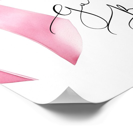 Teken het gastenboek Roze lint script Bruidsjurk Poster (Hoek)