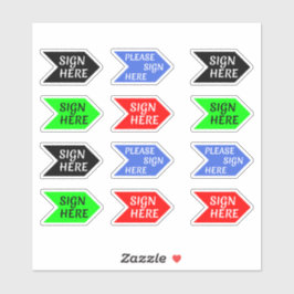 Teken hier (blauw, zwart, rood, groen) Pijl Sticker