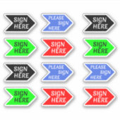 Teken hier (blauw, zwart, rood, groen) Pijl Sticker (Voorkant)