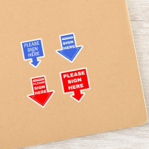 Teken hier (handtekening pijl) blauw rood